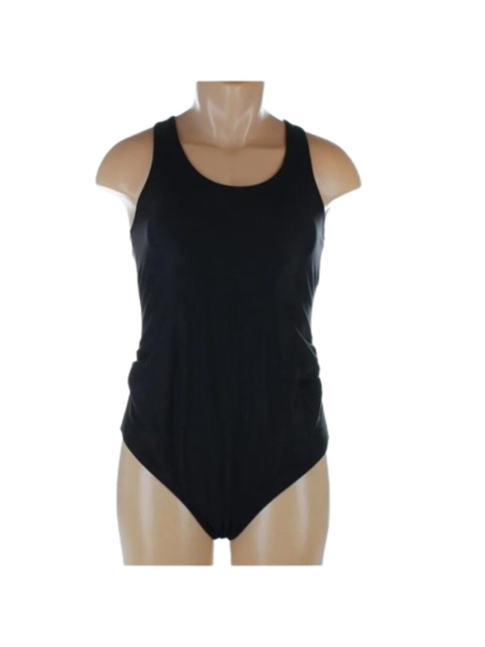 NWT Ziola Black Maternity One-Piece Swimsuit Ruched Scoop Neck